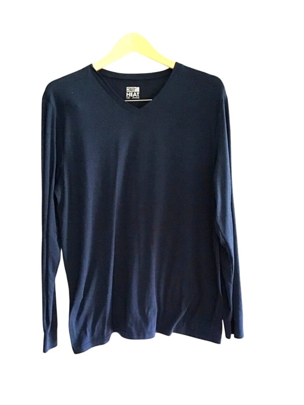 32 DEGREES HEAT- MENS NAVY V-NECK LONG SLEEVE WARM T-SHIRT SIZE LARGE